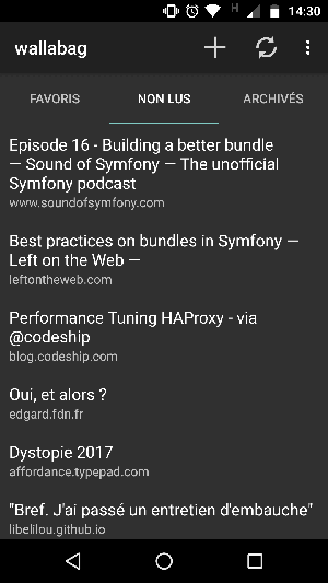 wallabag mobile screenshot